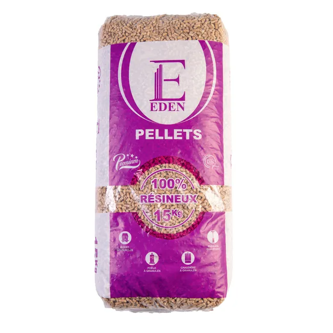 EDEN PELLETS PREMIUM DIN+, Houtpellets 15 kg, Pallet van 66 Zakken