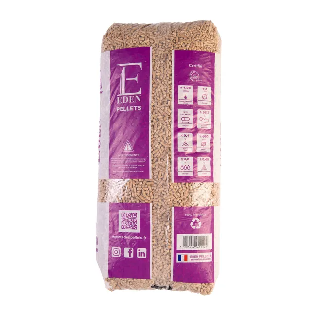 EDEN PELLETS PREMIUM DIN+, Houtpellets 15 kg, Pallet van 66 Zakken
